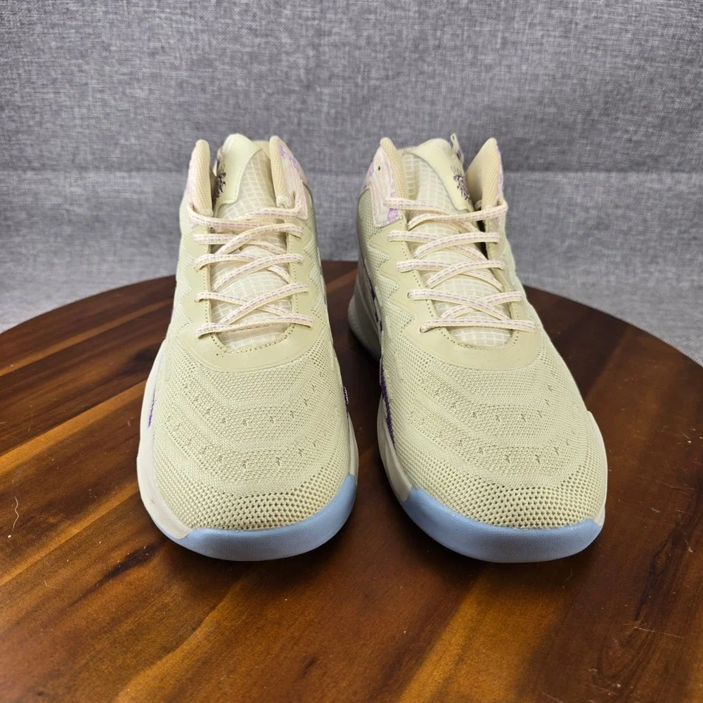 Mens Number 24 Basketball Shoes Cream Purple‎ Paisley Floral Sneakers Size 45
